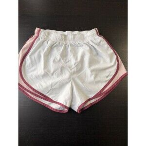 Nike Dri-Fit Women's White Athletic Shorts with Rose Accent